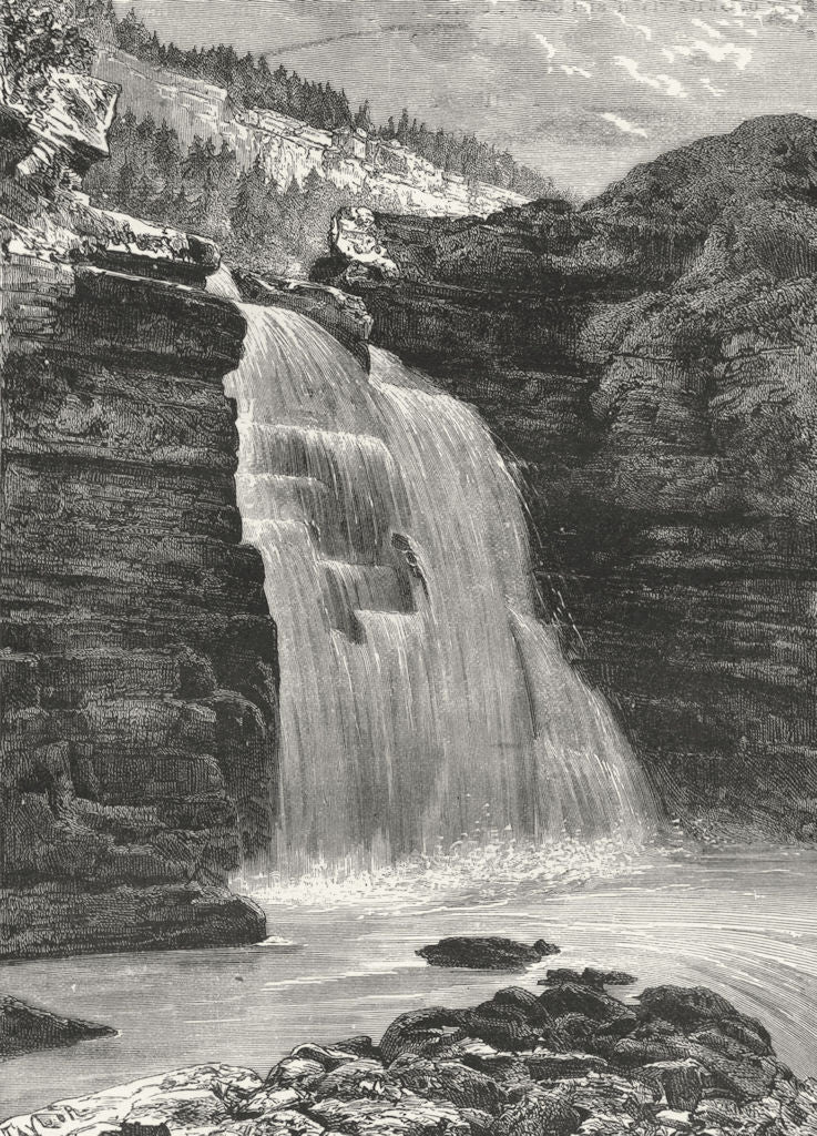 FRANCE. Falls of Doubs c1885 old antique vintage print picture